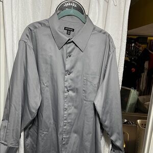 George Men's Silver /Gray Long Sleeve Dress Shirt 17-17.5   / 32-33